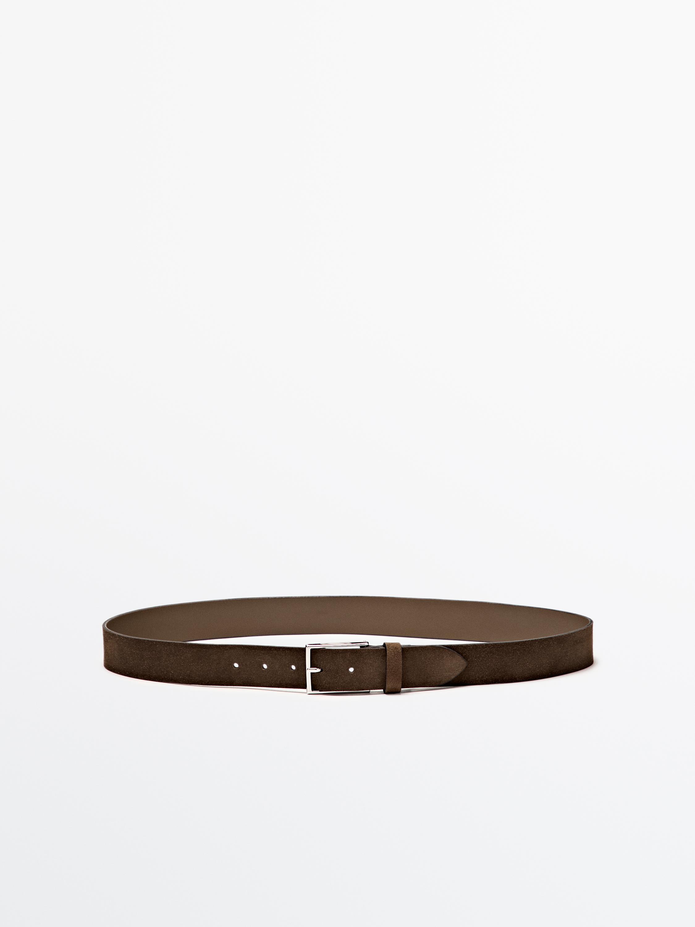 Plush nappa leather belt with nickel buckle